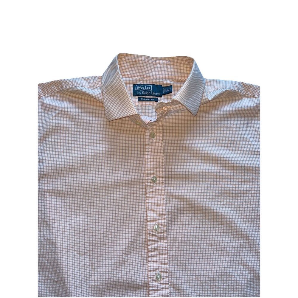 Polo Ralph Lauren Long Sleeve‎ Button Down Orange Gingham Check Sz. 17 36/37